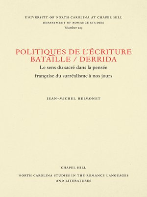 cover image of Politiques de l'écriture, Bataille / Derrida